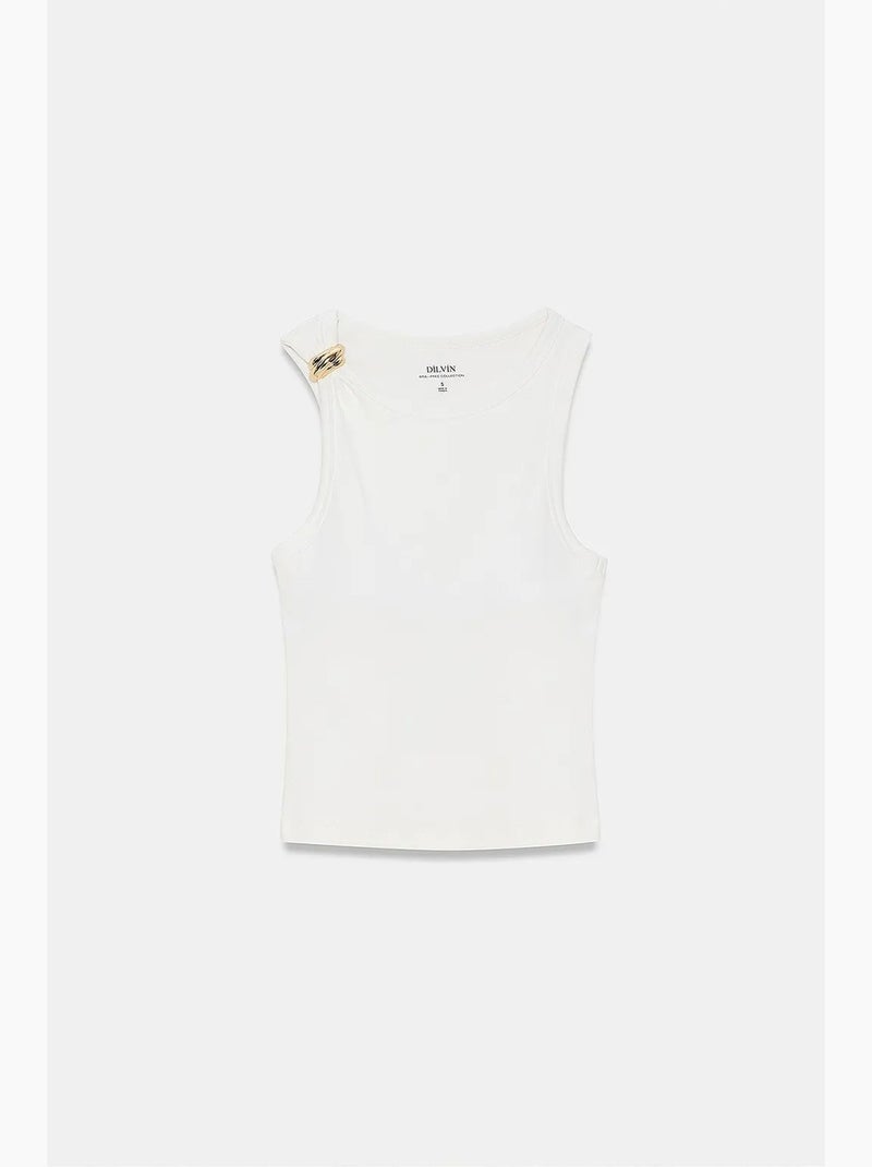 Blouse cami sans manches, coupe ajustée dilvin Ivoire - Kiabi
