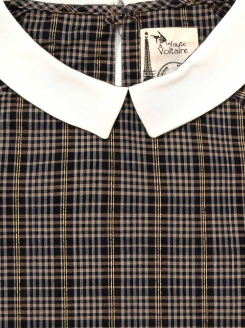 Blouse Carreaux   et Fils Lurex   Col CLAUDINE - La Faute à Voltaire - Kiabi