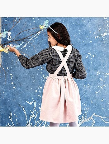 Blouse Carreaux Gris Fils Lurex Or pour Fille Col CLAUDINE - 'LA FAUTE A VOLTAIRE'