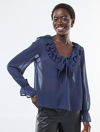 Blouse cavalière en voile transparent