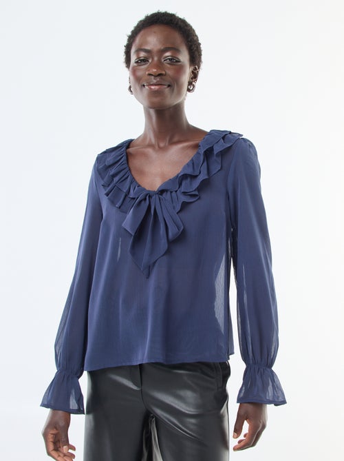Blouse cavalière en voile transparent - Kiabi