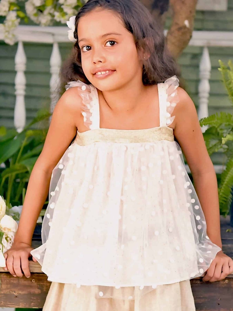 Blouse Cérémonie   Tulle  et Paillettes   ANGEL - La Faute à Voltaire Beige - Kiabi