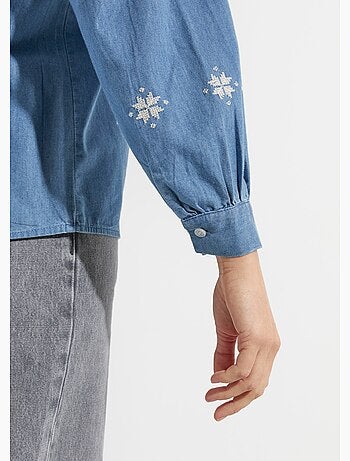 Blouse chambray broderies point de croix - AFIBEL