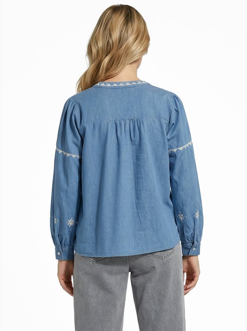 Blouse chambray broderies point de croix - AFIBEL - Kiabi