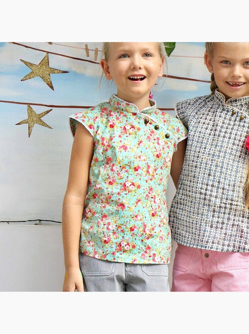 Blouse Chinoise à col Mao Fille Fleurie Liberty Vert ANNAM - 'LA FAUTE A VOLTAIRE' - Kiabi Blouse Chinoise à col Mao Fille Fleurie Liberty Vert ANNAM - 'LA FAUTE A VOLTAIRE' - Kiabi
