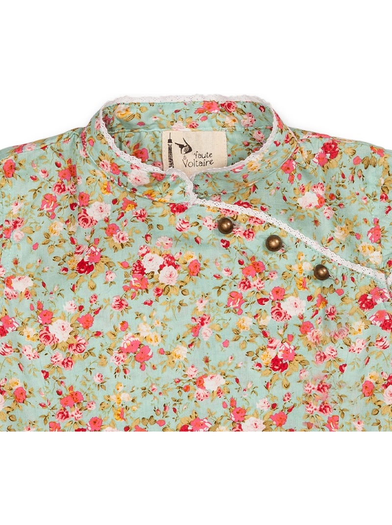 Blouse Chinoise à col Mao Fille   Fleurie Liberty Vert  ANNAM - 'LA FAUTE A VOLTAIRE' Vert d'eau - Kiabi