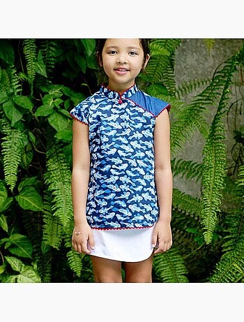 Blouse Chinoise imprimé Poissons Koi ANNAM - La Faute à Voltaire