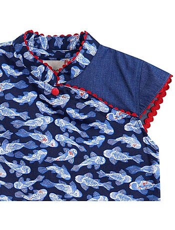 Blouse Chinoise imprimé Poissons Koi ANNAM - La Faute à Voltaire