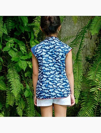 Blouse Chinoise imprimé Poissons Koi ANNAM - La Faute à Voltaire