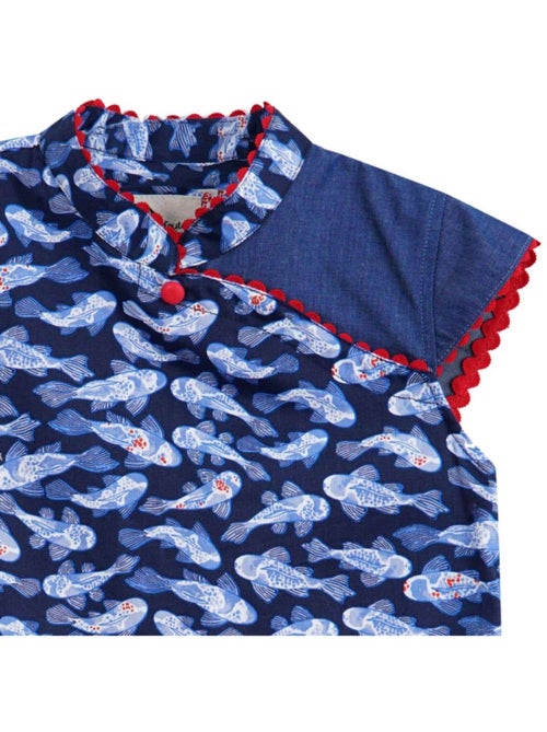 Blouse  Chinoise  imprimé Poissons Koi  ANNAM - La Faute à Voltaire - Kiabi