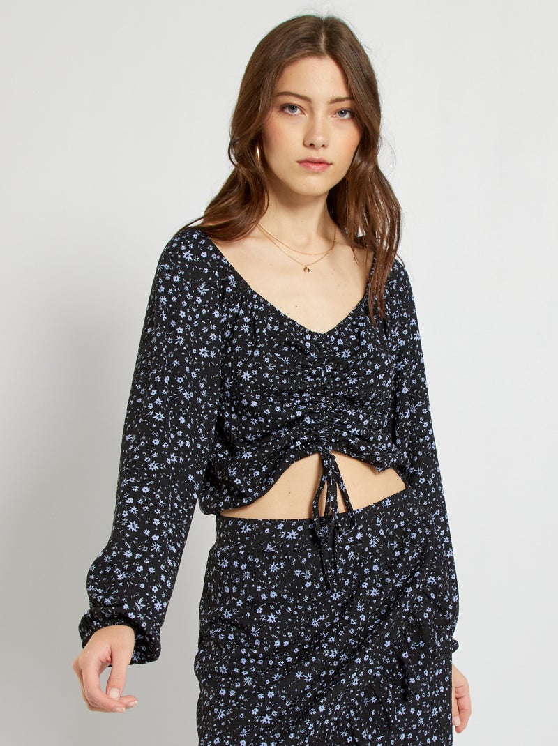 Blouse col carré noir - Kiabi