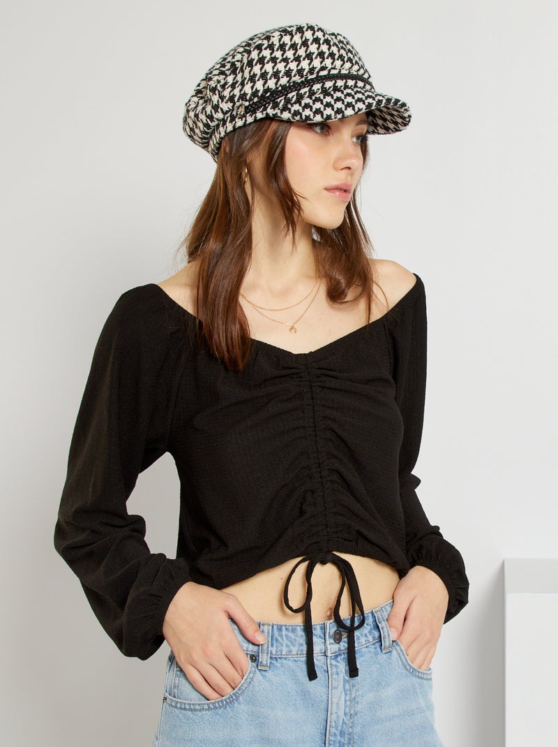 Blouse col carré noir - Kiabi