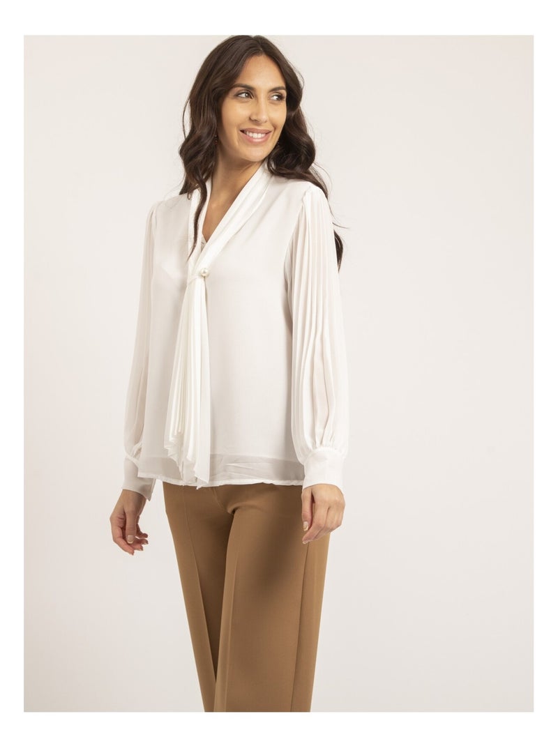 Blouse col châle OLINIE Blanc - Kiabi