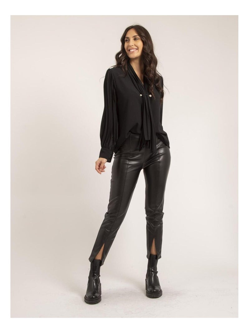 Blouse col châle OLINIE Noir - Kiabi