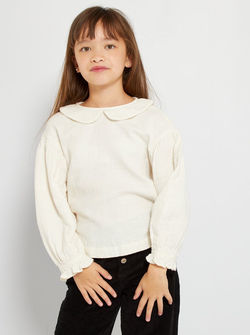 Blouse col claudine blanc - Kiabi