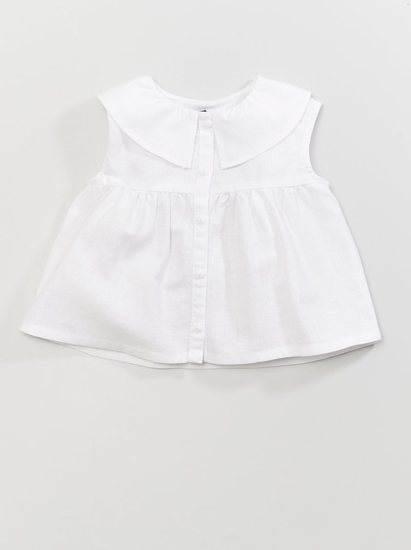 Blouse col claudine blanc - Kiabi