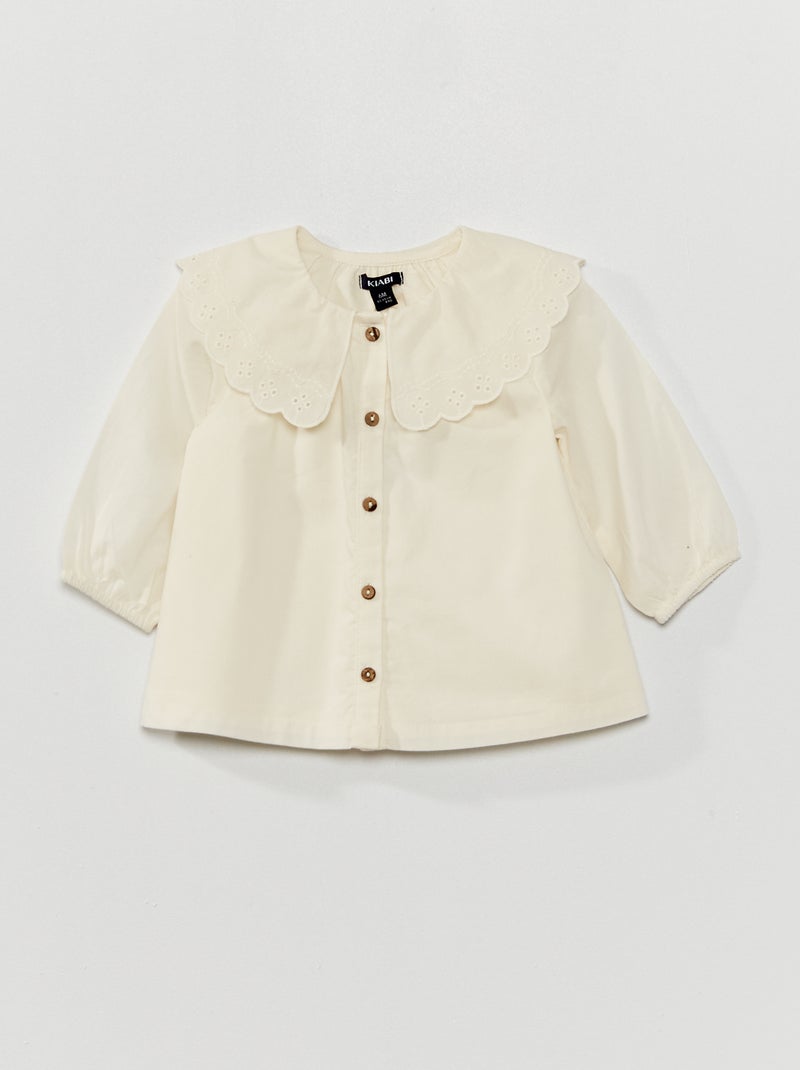 Blouse col claudine Blanc - Kiabi