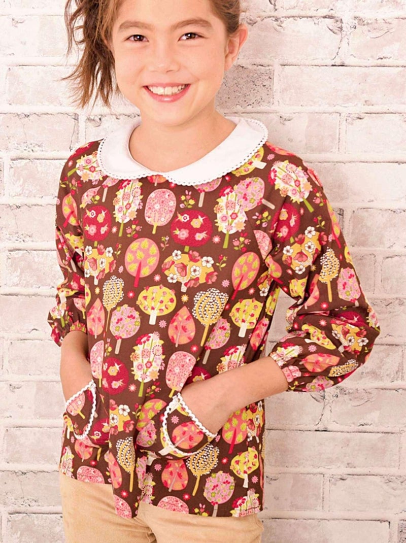 Blouse Col CLAUDINE   Imprimé Fantaisie Marron Rose - 'LA FAUTE A VOLTAIRE' Marron - Kiabi