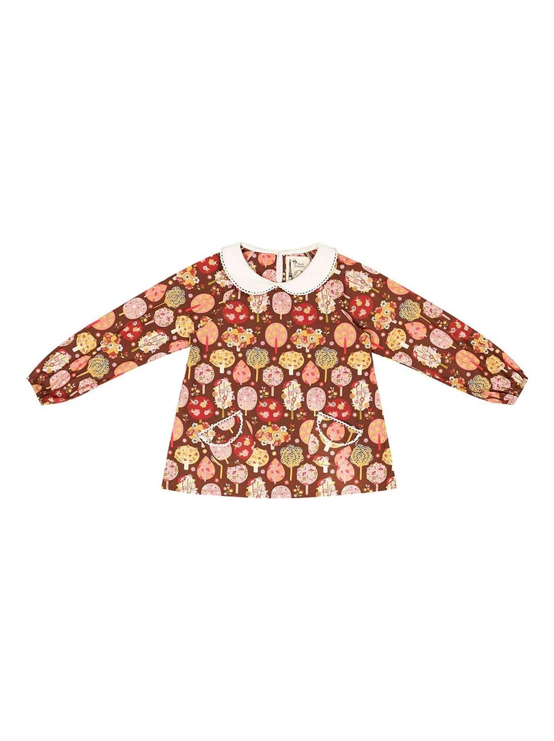 Blouse Col CLAUDINE   Imprimé Fantaisie Marron Rose - 'LA FAUTE A VOLTAIRE' Marron - Kiabi