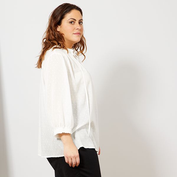 Blouse col et manches volants Grande taille femme - blanc - Kiabi - 20,00€