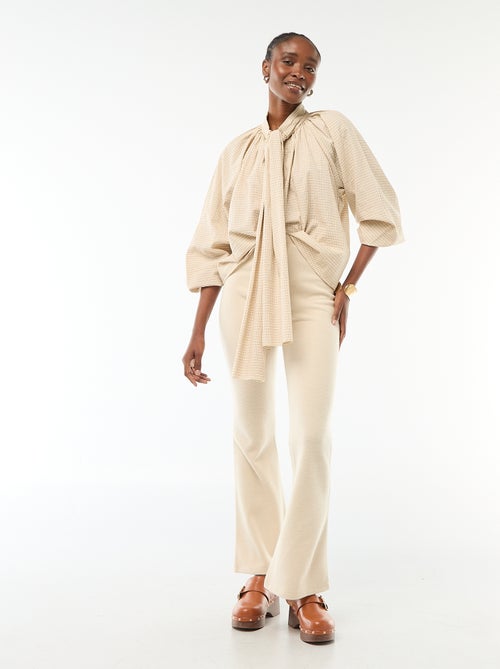 Blouse col lavalière à carreaux en coton - Kiabi Blouse col lavalière à carreaux en coton - Kiabi