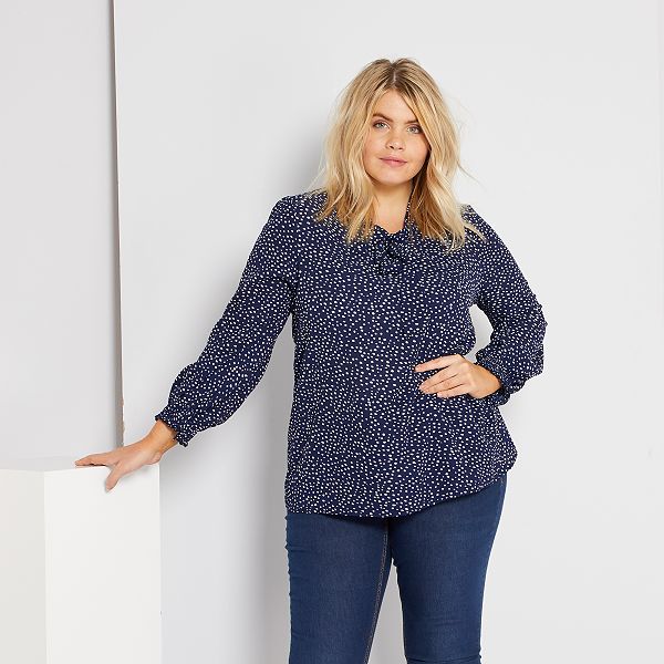 Blouse Col Lavalliere Grande Taille Femme Bleu Kiabi 18 00