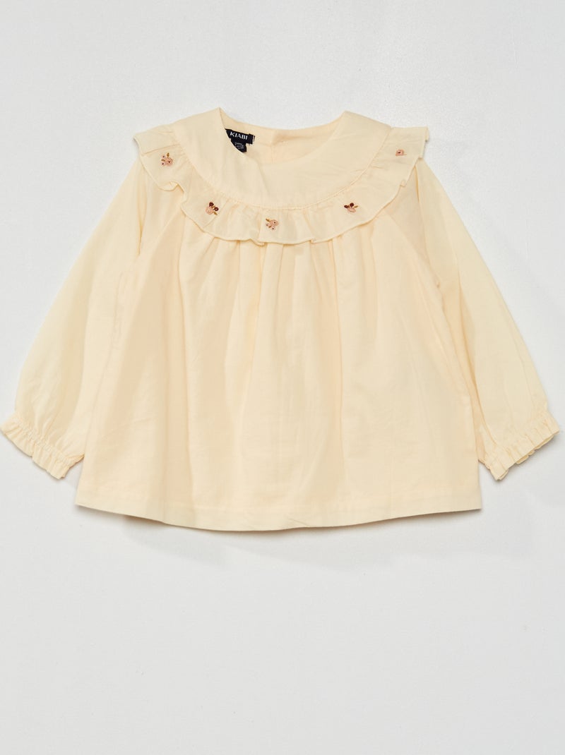 Blouse col pierrot Ecru - Kiabi