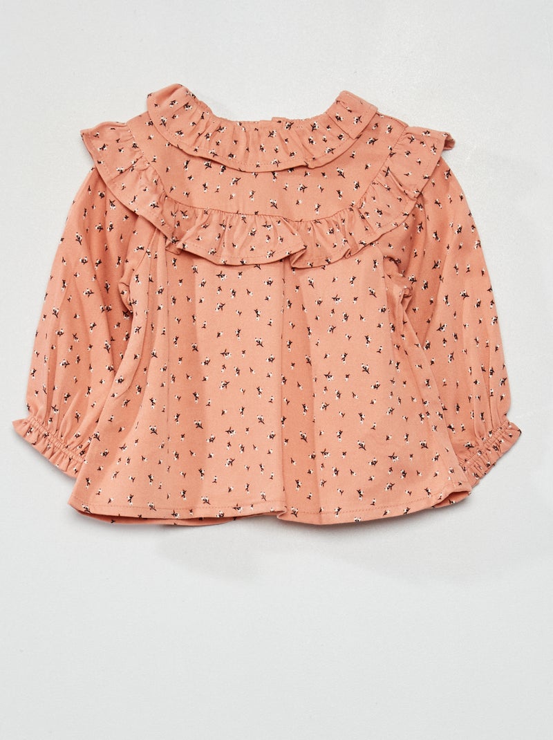Blouse col pierrot Rose - Kiabi