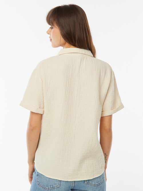Blouse col polo en maille crêpe - Kiabi