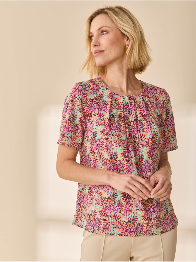 Blouse col rond tissu doux - DAXON Blanc Jaune - Kiabi