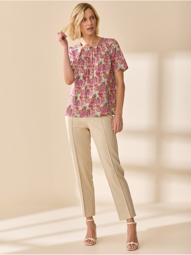 Blouse col rond tissu doux - DAXON Blanc Jaune - Kiabi