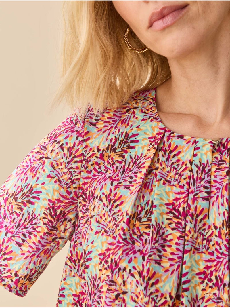 Blouse col rond tissu doux - DAXON Blanc Jaune - Kiabi