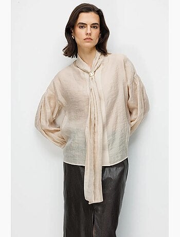 Blouse col v à lien mixray