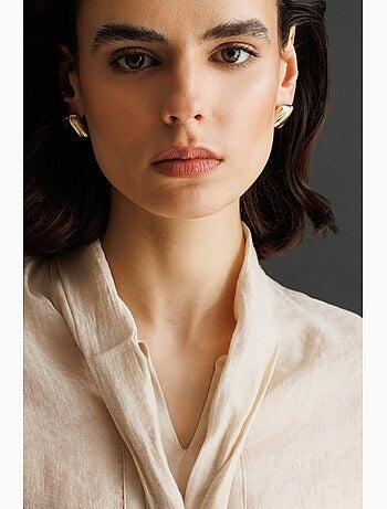 Blouse col v à lien mixray