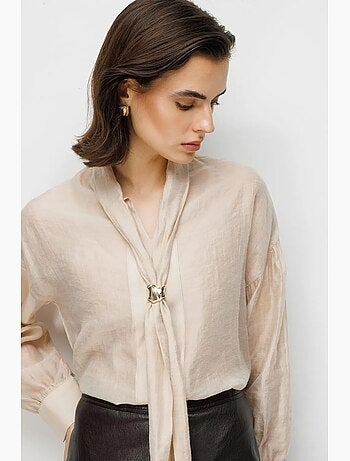 Blouse col v à lien mixray