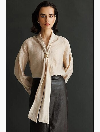 Blouse col v à lien mixray