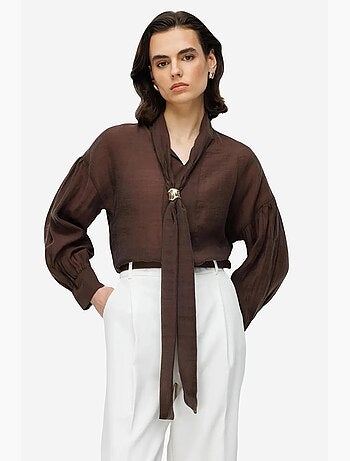 Blouse col v à lien mixray