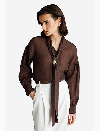 Blouse col v à lien mixray