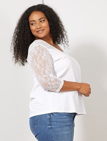 Blouse col V avec dentelle - Kiabi