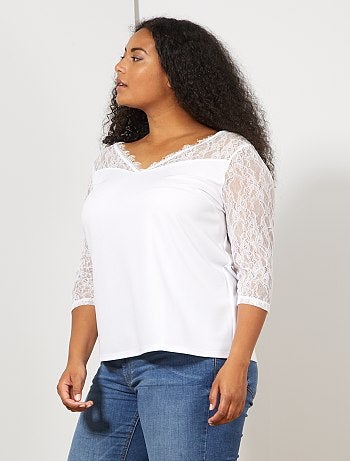 Blouse col V avec dentelle - Kiabi
