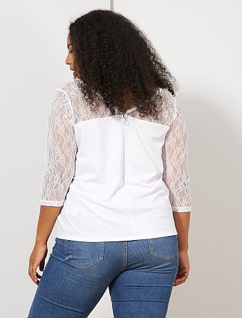 Blouse col V avec dentelle - Kiabi