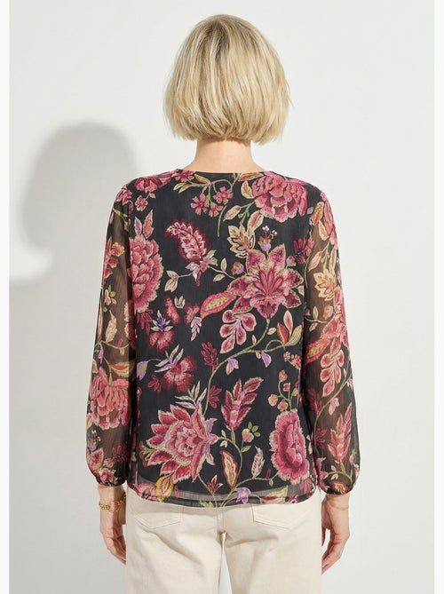 Blouse col V manches longues voile fleuri - Afibel - Kiabi