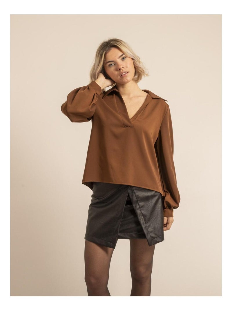 Blouse col V OLONIE Marron caramel - Kiabi