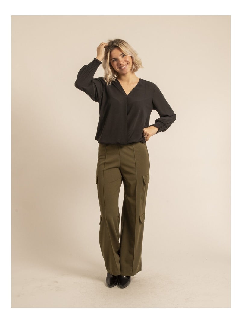 Blouse col V ORESTIA Noir - Kiabi