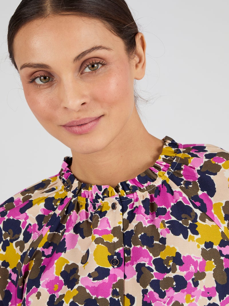 Blouse col volanté pure viscose Lenzing(TM) EcoVero(TM) - Damart Rose - Kiabi