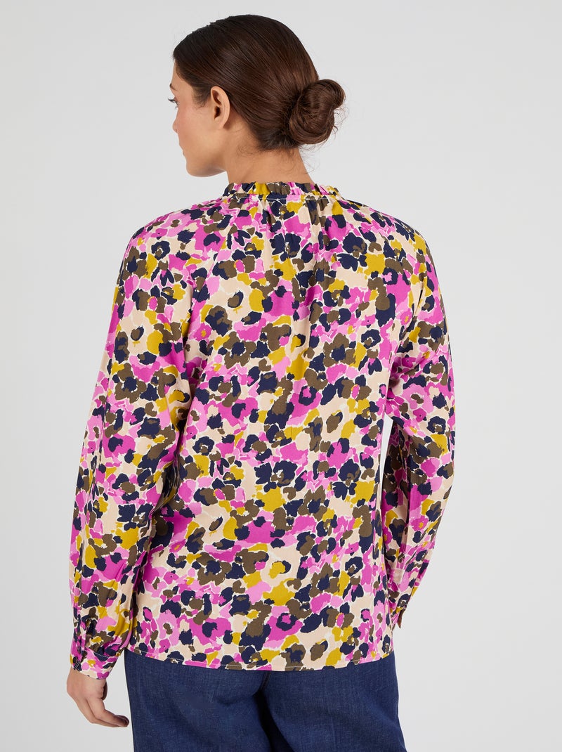 Blouse col volanté pure viscose Lenzing(TM) EcoVero(TM) - Damart Rose - Kiabi