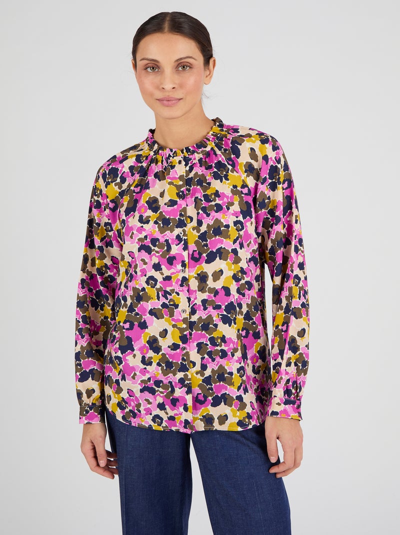 Blouse col volanté pure viscose Lenzing(TM) EcoVero(TM) - Damart Rose - Kiabi