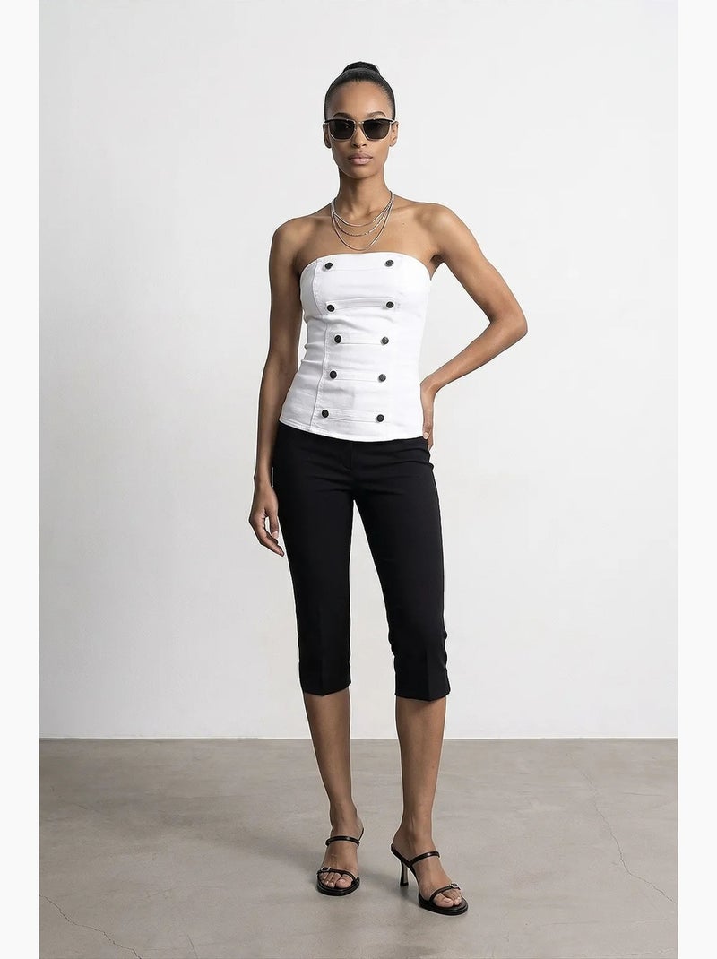 Blouse corset en popeline de coton, sans bretelles dilvin Blanc - Kiabi