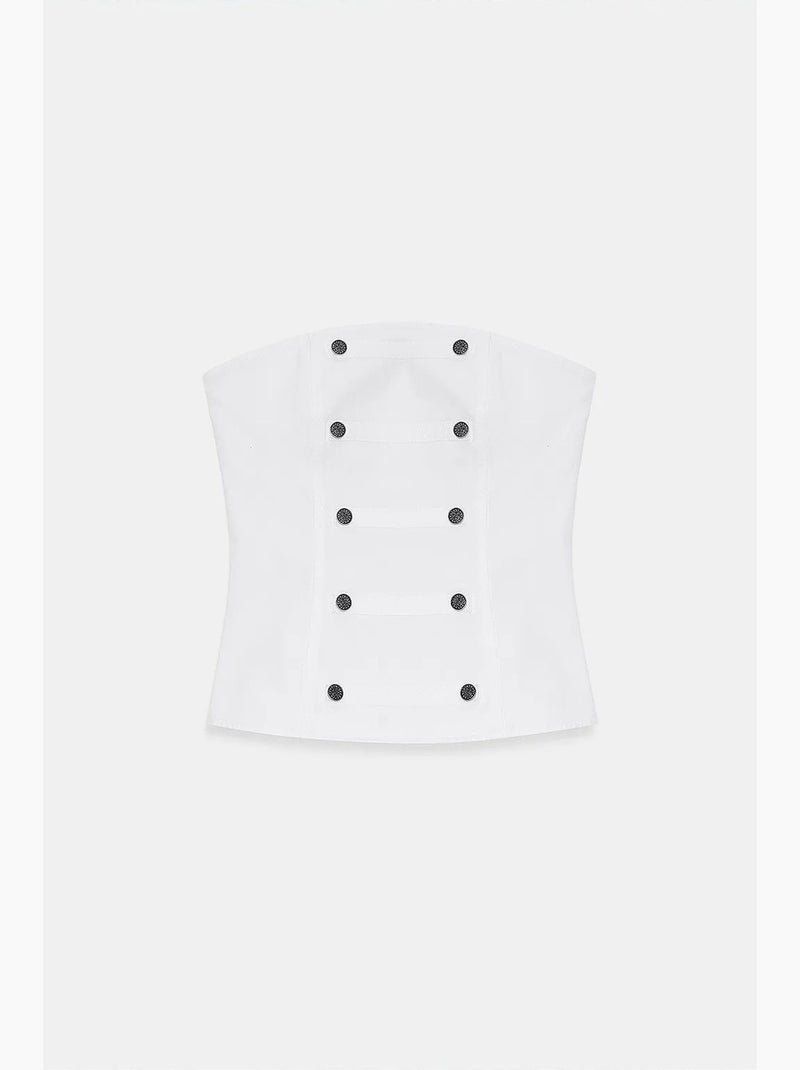 Blouse corset en popeline de coton, sans bretelles dilvin Blanc - Kiabi
