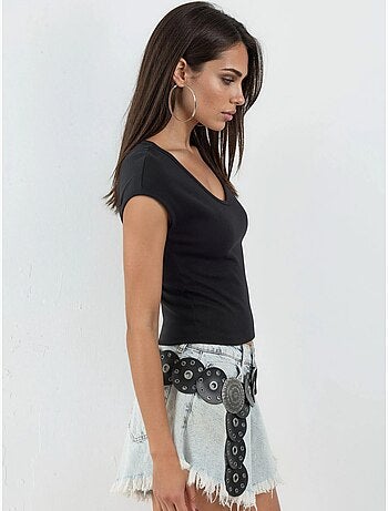 Blouse côtelée à col v busem